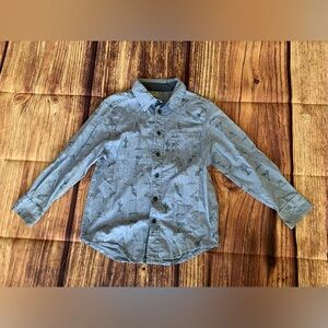SOLD ✅ Wonder Nation Boy's Long Sleeve Blue Wester Print Collared Blue Shirt M8